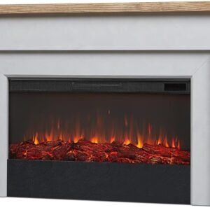 Real Flame Malie 68″ Electric Fireplace with Mantel & Remote Control